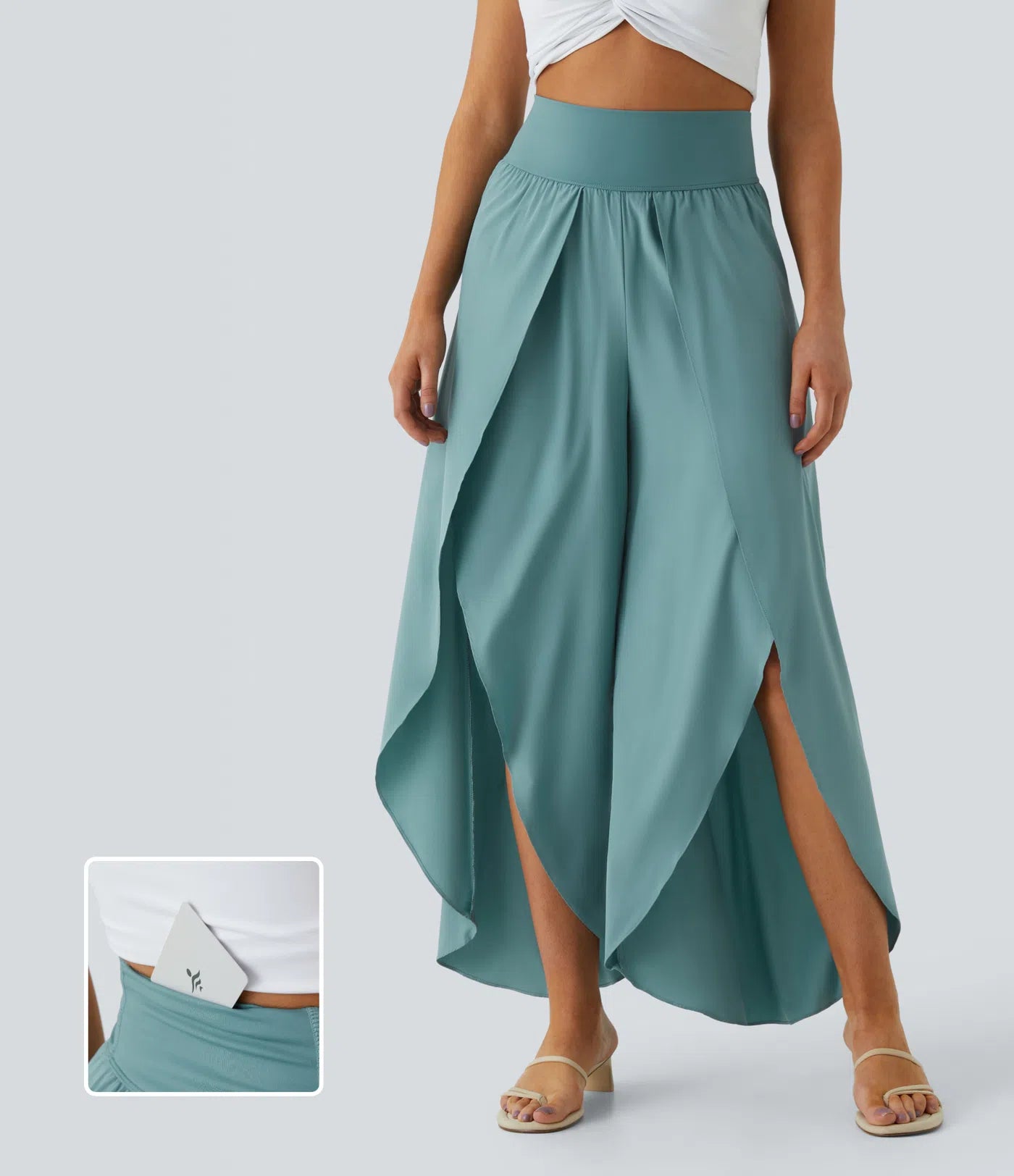 AURA | HIGH-WAISTED SPLIT-LEG PALAZZO PANTS