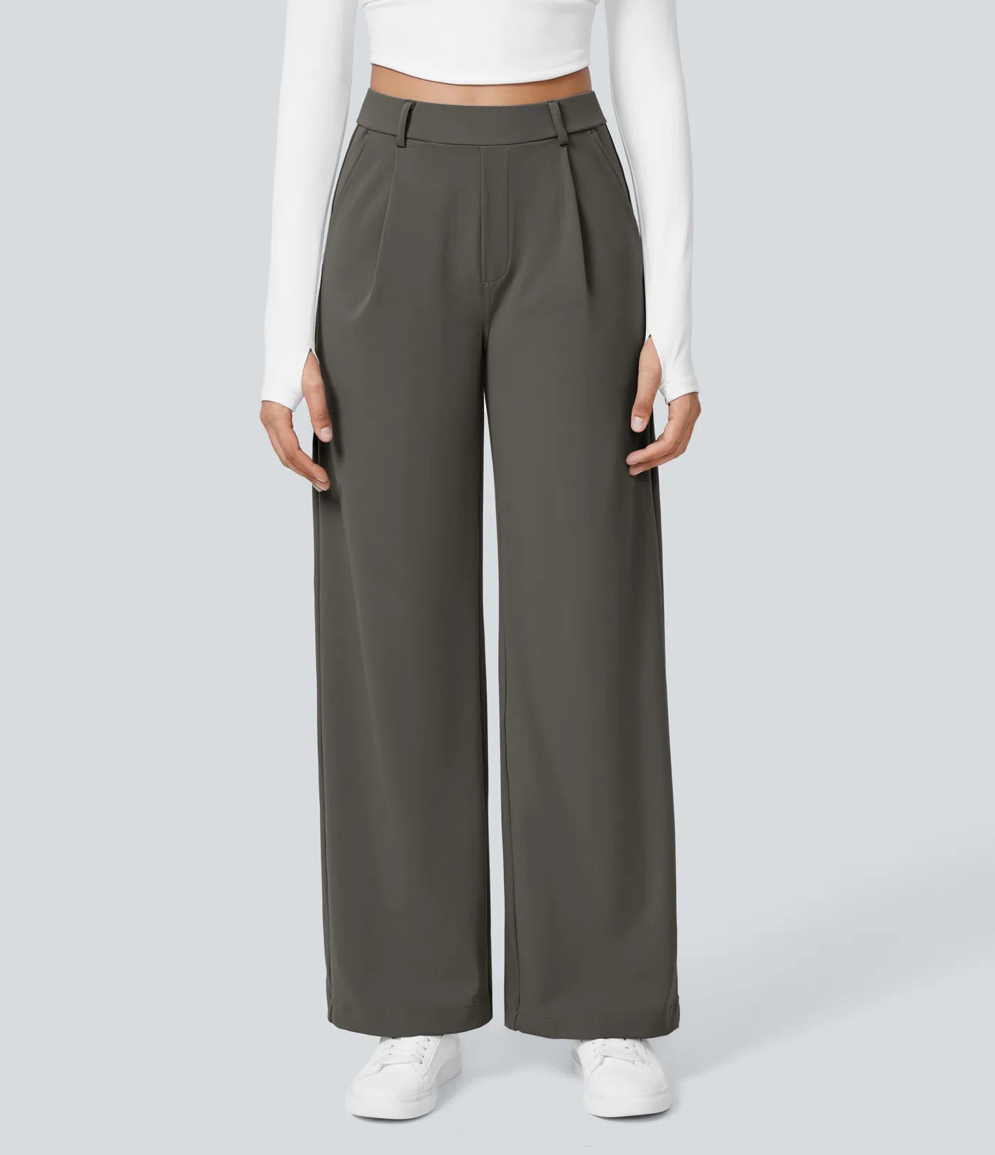 AURA | HIGH-WAISTED WORK PANTS WITH STRAIGHT LEG & SIDE POCKETS
