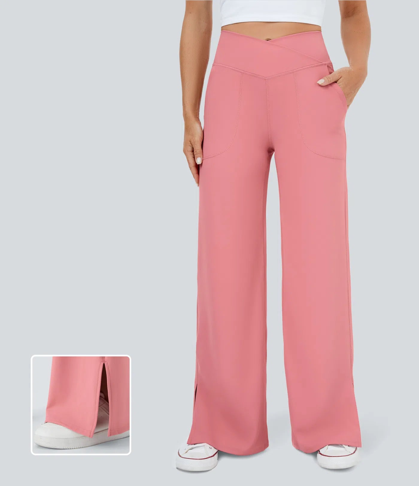 AURA | CROSSOVER PANTS WITH SPLIT HEM & WIDE LEG
