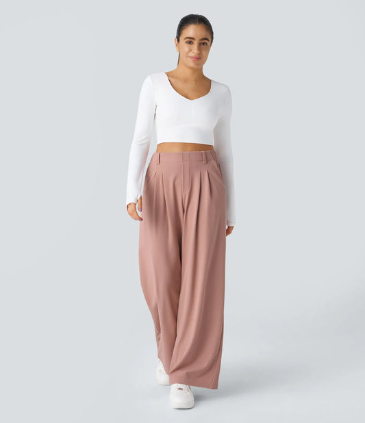 AURA| HIGH-WAISTED WAFFLE WORK PANTS
