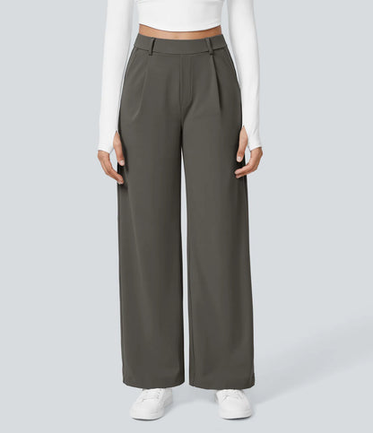 AURA | HIGH-WAISTED WORK PANTS WITH STRAIGHT LEG & SIDE POCKETS